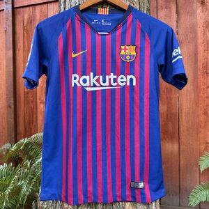 Nike FC Barcelona Ratuken Striped Jersey Youth Large NWOT
